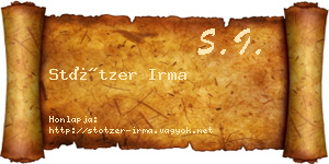 Stötzer Irma névjegykártya