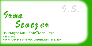 irma stotzer business card